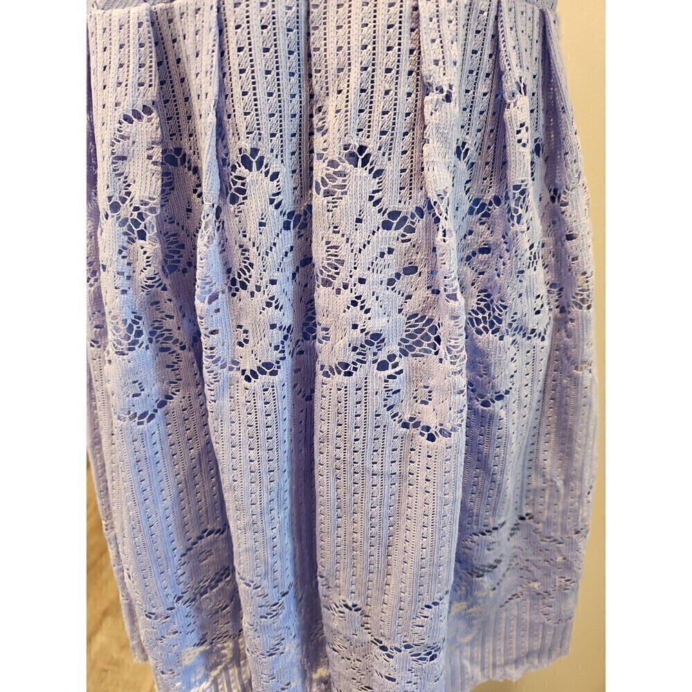 Free People Crocheted Mini Dress Sz S Perriwinkle cut out back lined - Picture 3 of 6